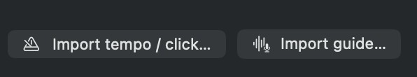 The Import tempo and Import guide buttons on the Sections timeline