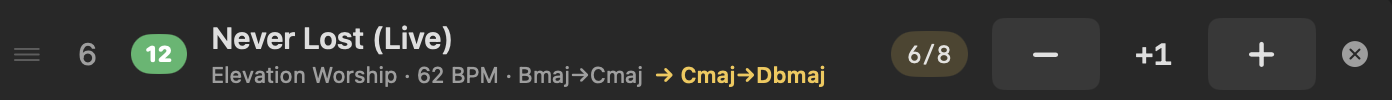A song that changes key mid-song shows both keys.