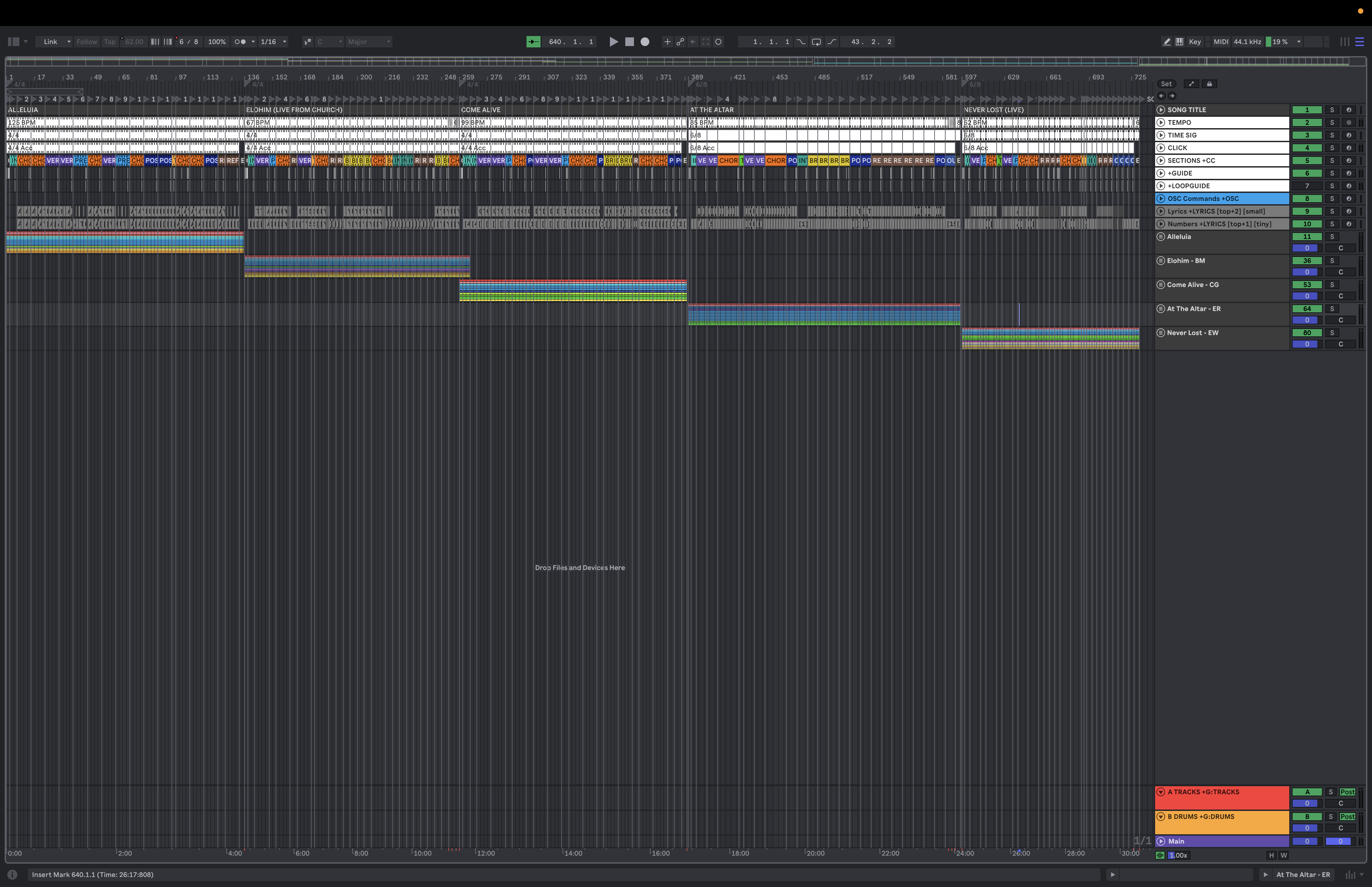 The result: your whole set merged end to end, open natively in Ableton Live.